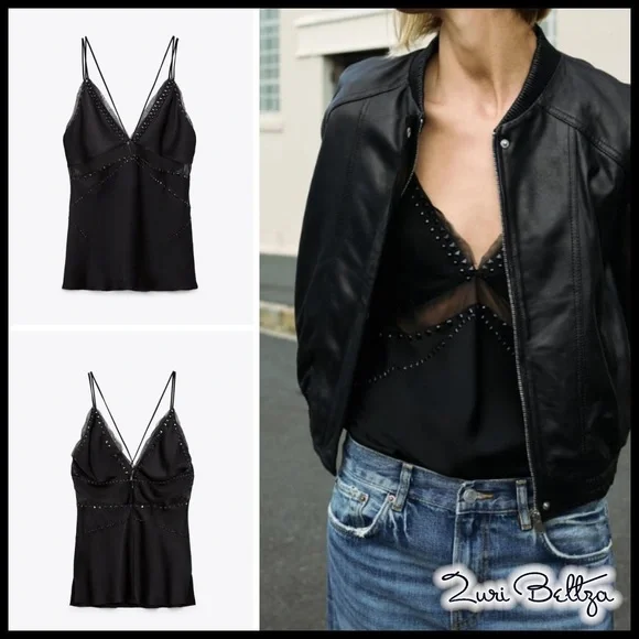 トップス Re:Camisole - Black XZXTOGO Lace Camisole Tops for Women Sleeveless Ribbed